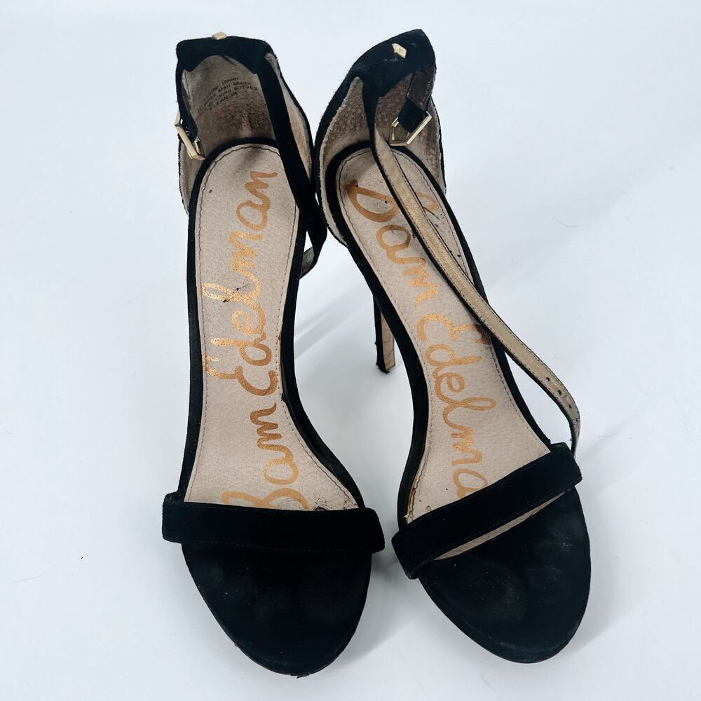 Sam Edelman Eleanor Black Suede Sandal Heels Size 8 - Picture 2 of 5